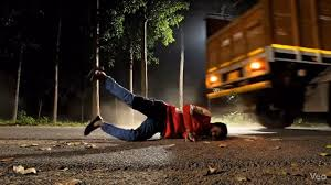 Truck emits smoke with vibrating hood