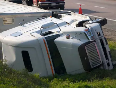 Truck shifts cargo during turn