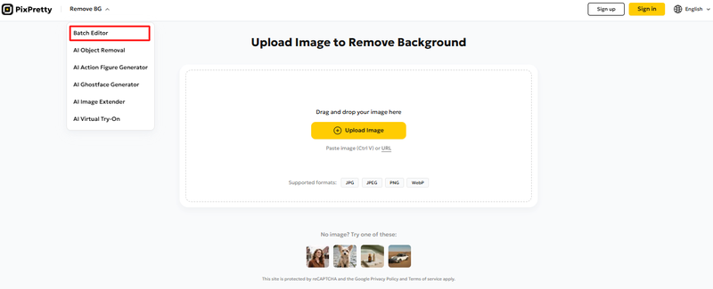 Upload Image on PixPretty
