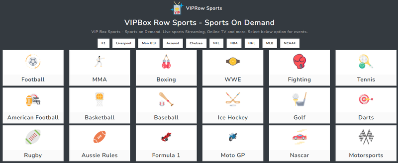VIPRow Sports streams diverse sports events