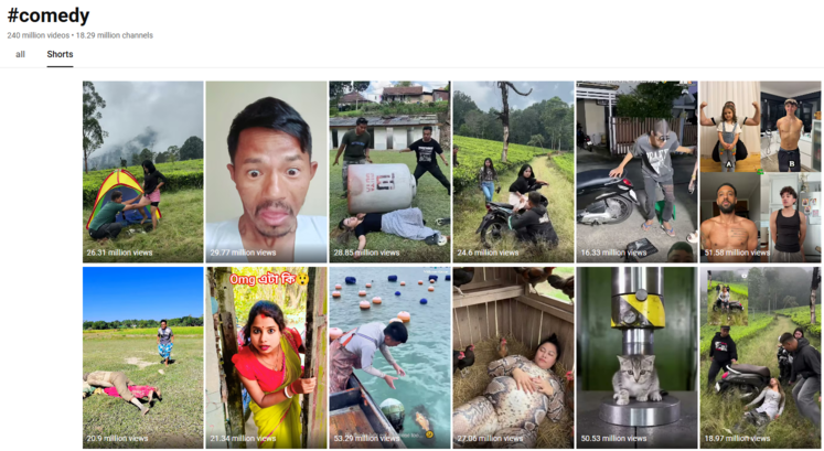 trending youtube shorts comedy hashtags
