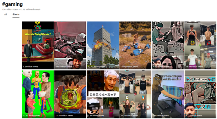 trending youtube shorts gaming hashtags