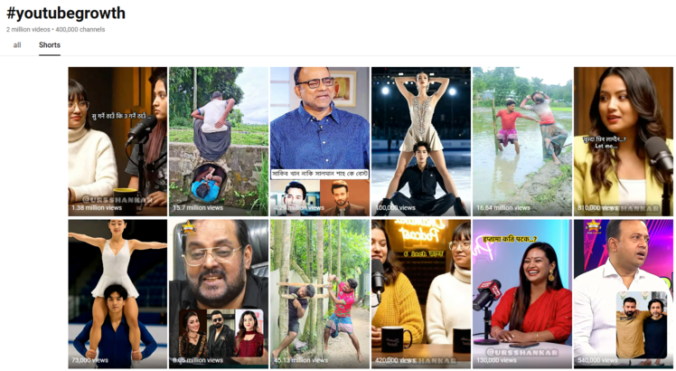 trending youtube shorts growth hashtags