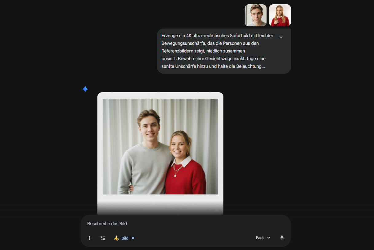 In Gemini das Modell Gemini 3.0 Pro oder Nano Banana Pro auswählen für realistische Bildkompositionen