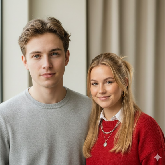 Zwei Personen realistisch zu einem gemeinsamen Foto kombiniert mit harmonischer Beleuchtung