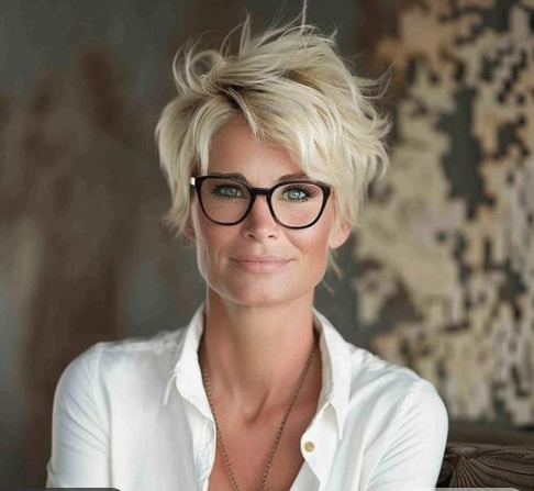 Peppige Frisuren für Frauen ab 60 mit Brille