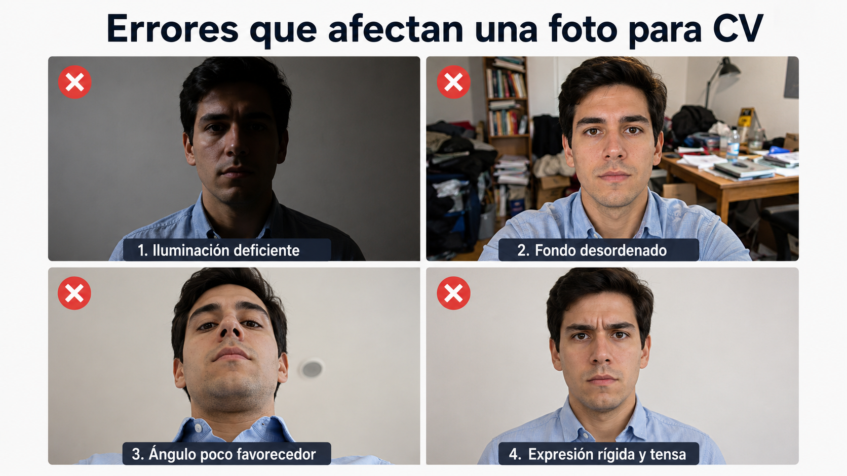 Foto para currículum profesional, ejemplo de foto para CV bien iluminada
