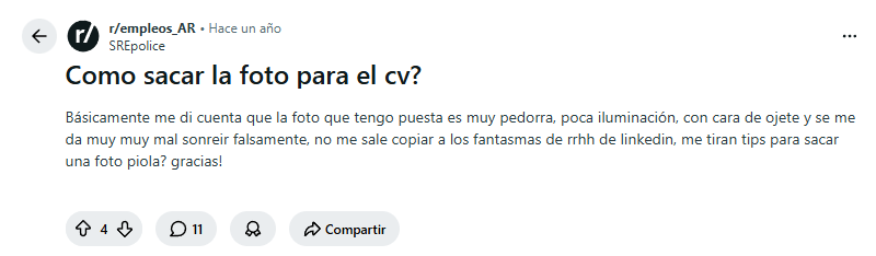 reddit discursiones sobre currículum profesional, ejemplo de foto para CV bien iluminada