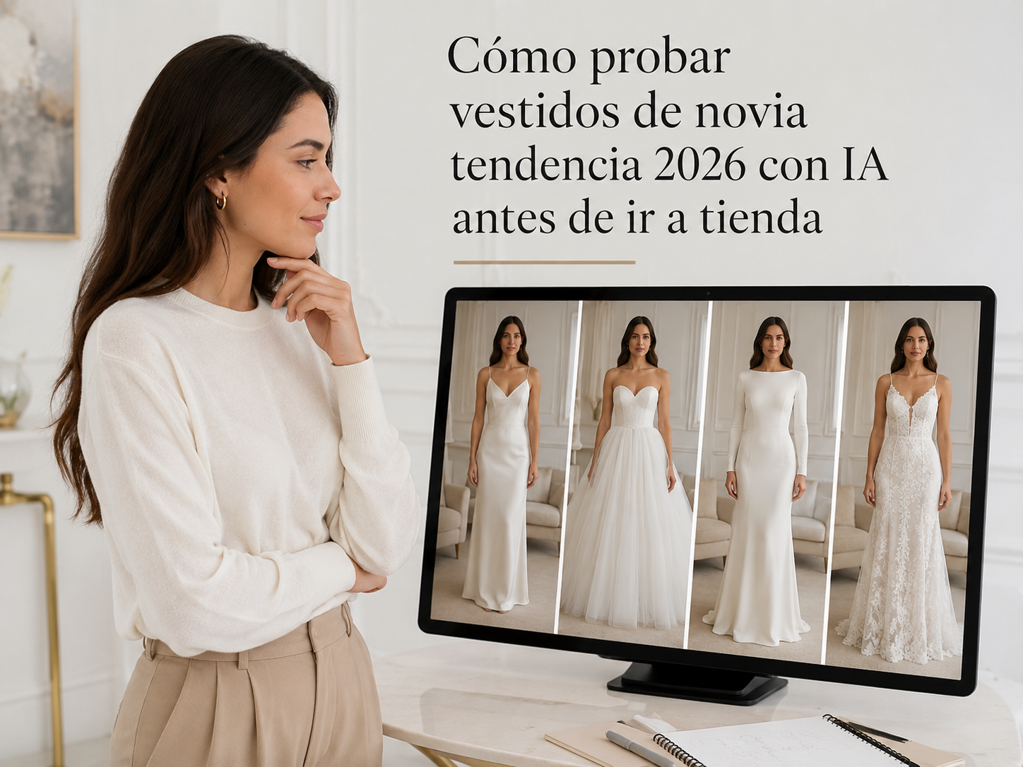 Probar vestidos de novia tendencia 2026 con PixPretty Cambiador de ropa con IA