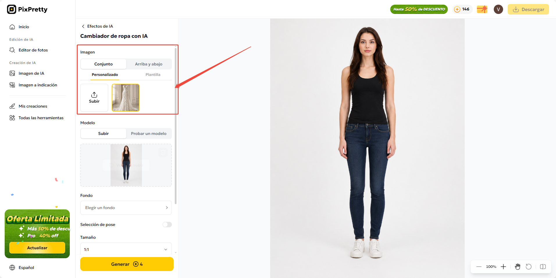 Probar vestidos de novia tendencia 2026 con PixPretty Cambiador de ropa con IA