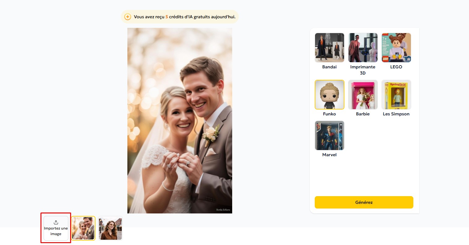 Importez une photo de mariage