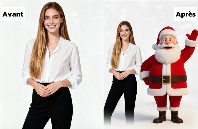 ajouter père noël sur photo 3D style Pixar