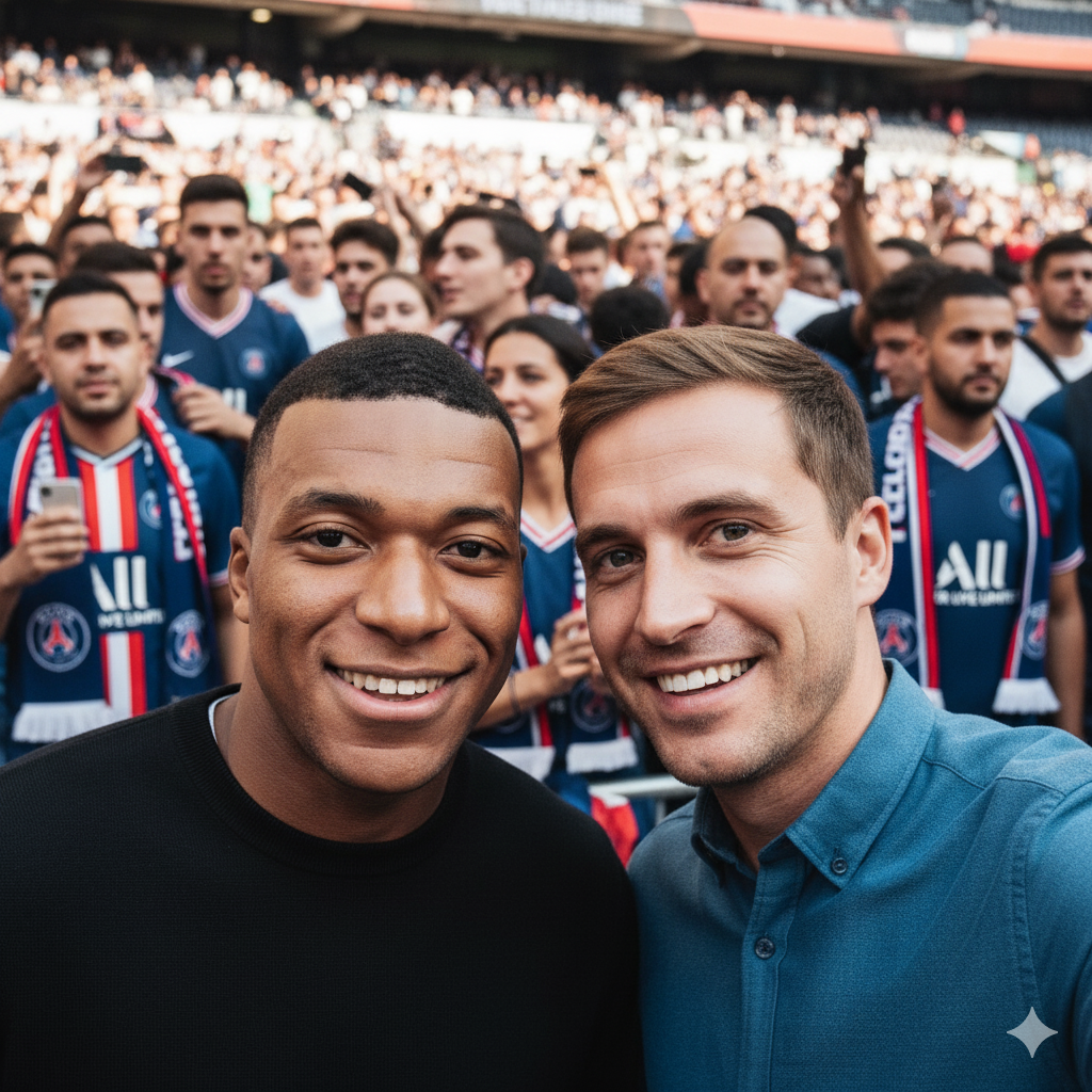 générer un selfie IA avec Kylian Mbappé