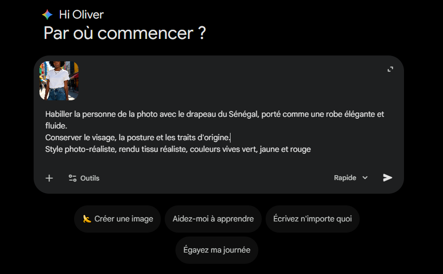 Comment Générer des Photos en Tenue Drapeau Sénégal avec Gemini
