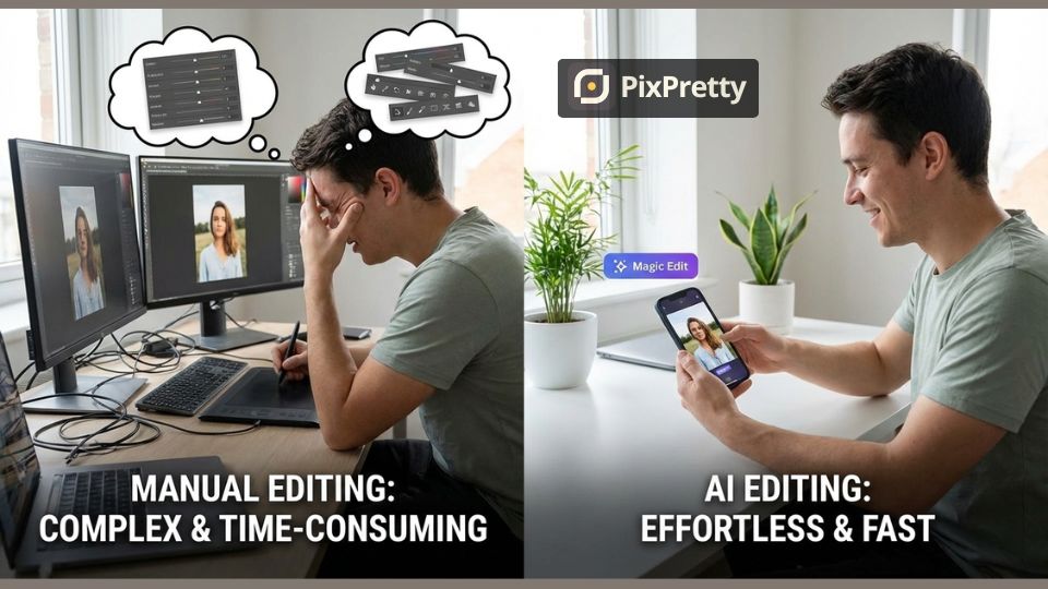 Perbandingan foto KTP sebelum dan sesudah diperjelas AI