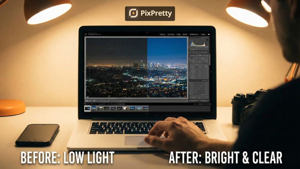 Cara edit foto malam hari low light jadi terang