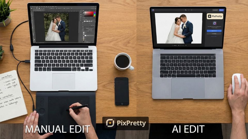 Langkah edit foto nikah dengan PixPretty