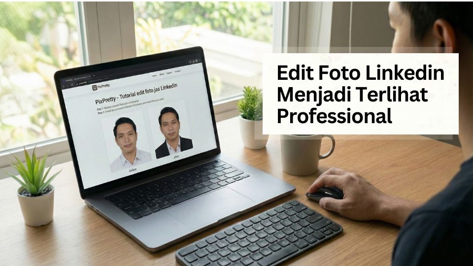Tutorial edit foto jas LinkedIn dengan PixPretty