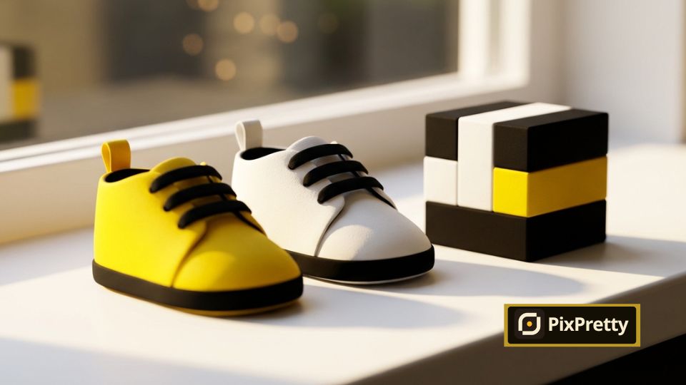 Proses AI Enhance dan Remove Background PixPretty untuk foto baju bayi