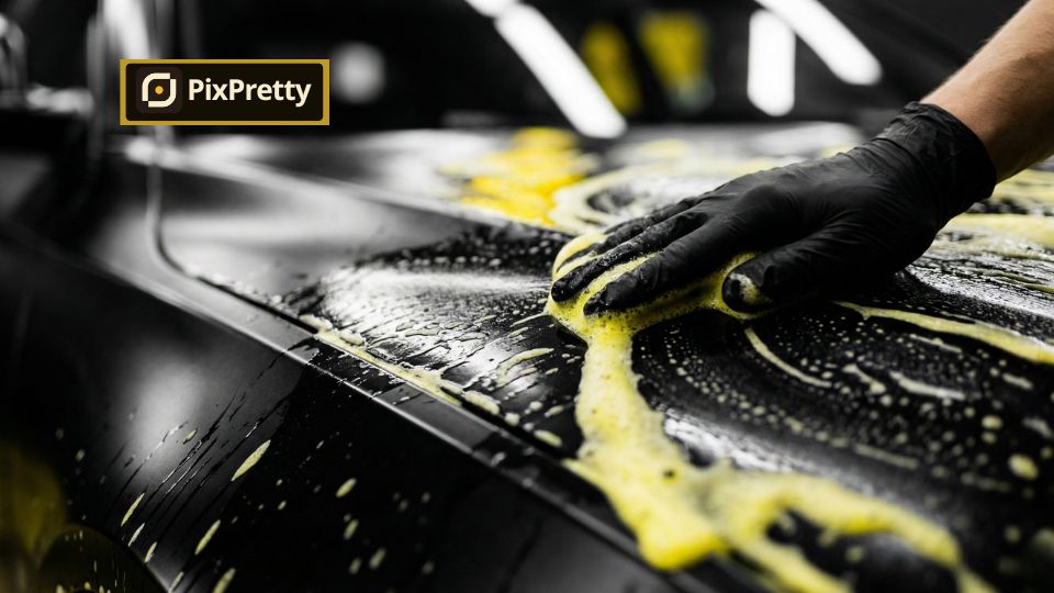 Menggunakan AI PixPretty untuk menajamkan refleksi cat mobil