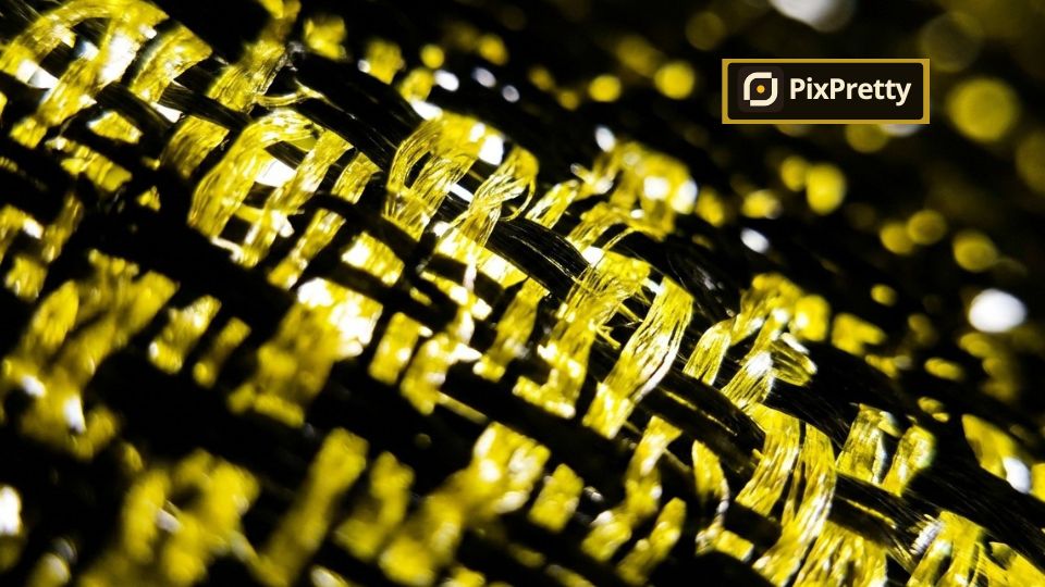 Proses Image Upscaler PixPretty mempertajam detail serat kain jilbab voal