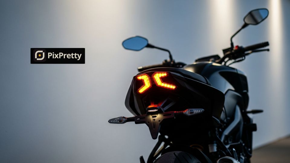 Menggunakan AI PixPretty untuk mempertajam detail mesin motor bekas