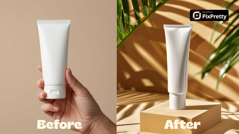 Perbandingan foto produk yang buruk dan yang diedit profesional