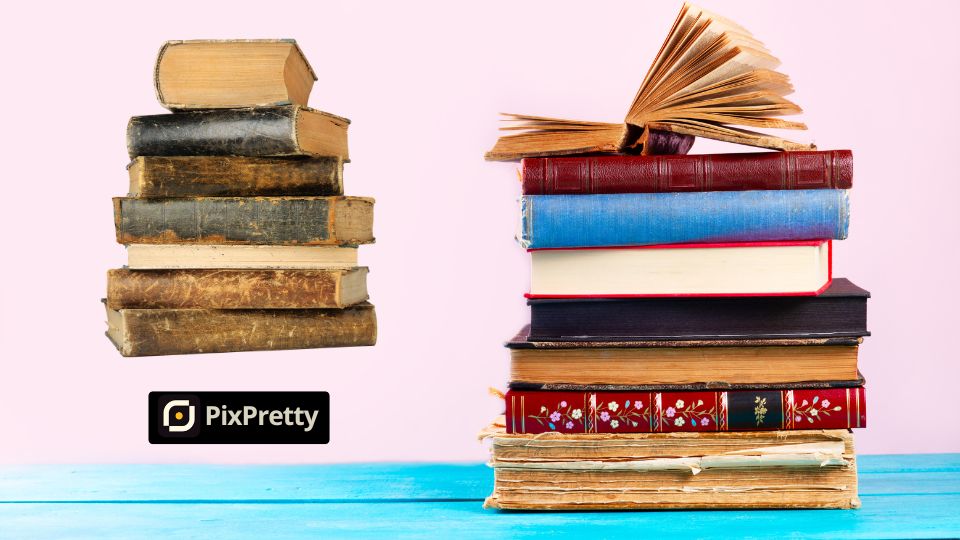 Foto close-up cacat pada buku bekas untuk dijual