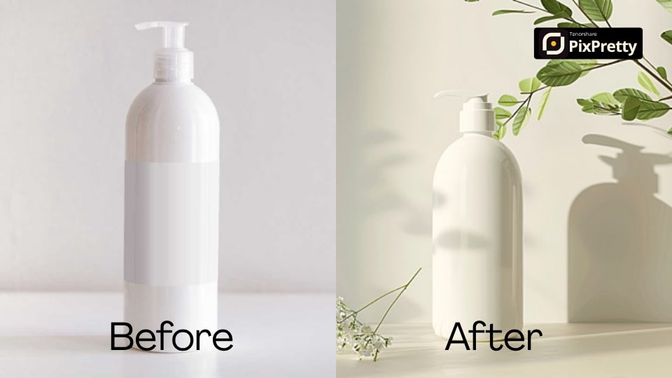 Foto produk sebelum dan sesudah diedit AI untuk Temu