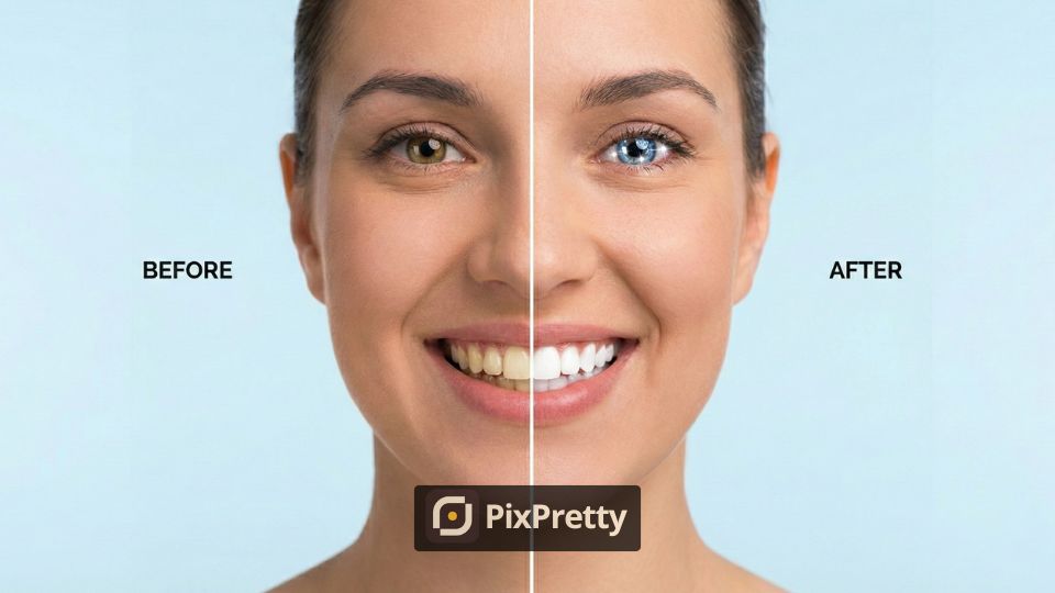 Cara Memutihkan Gigi dan Mencerahkan Mata di Foto