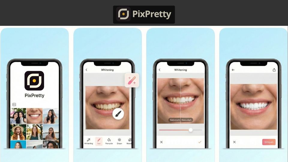 Tutorial memutihkan gigi dengan PixPretty