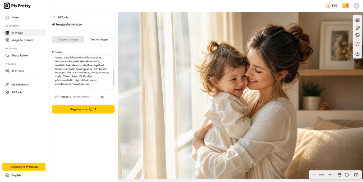 Mother holding child by sunlit window