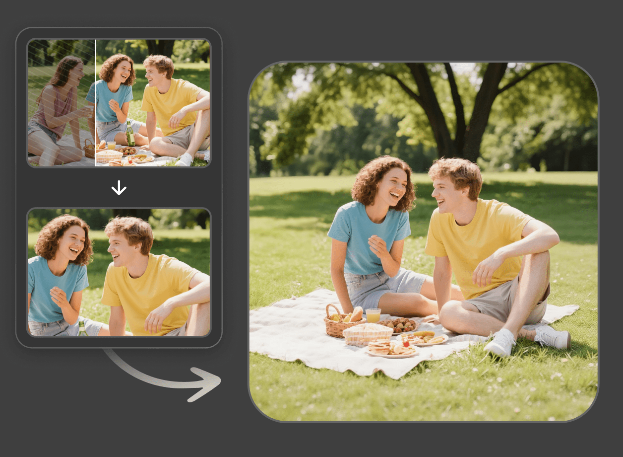 pixpretty 團體合照 AI 擴圖示例