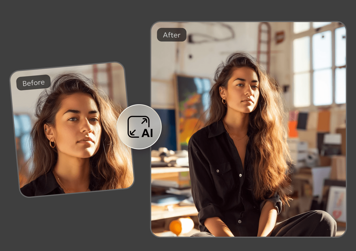 pixpretty 人像照 AI 擴圖示例