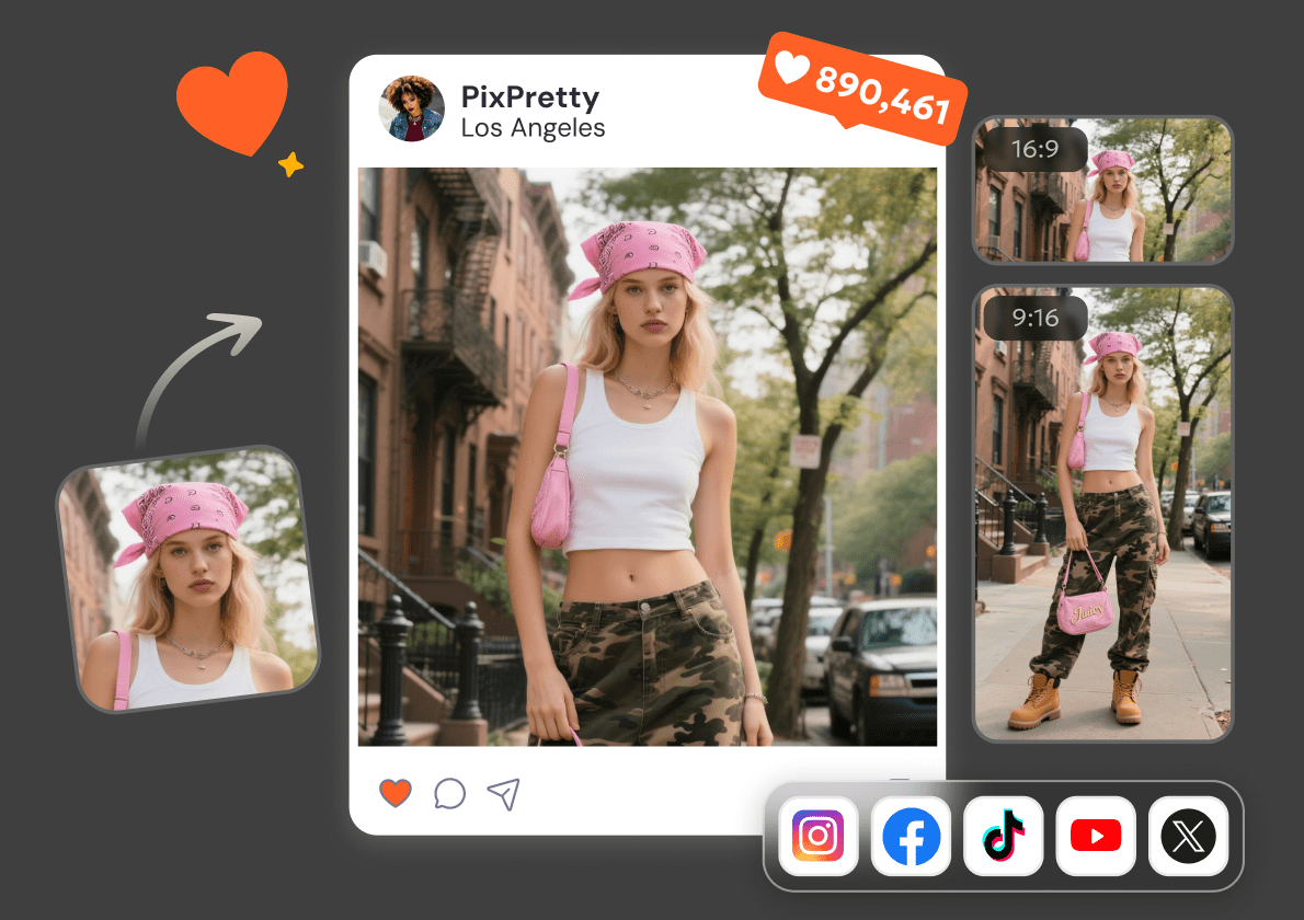 pixpretty 社群貼文 AI 擴圖示例