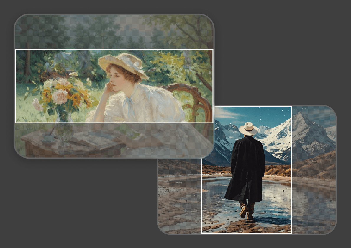 pixpretty 藝術創作 AI 擴圖示例