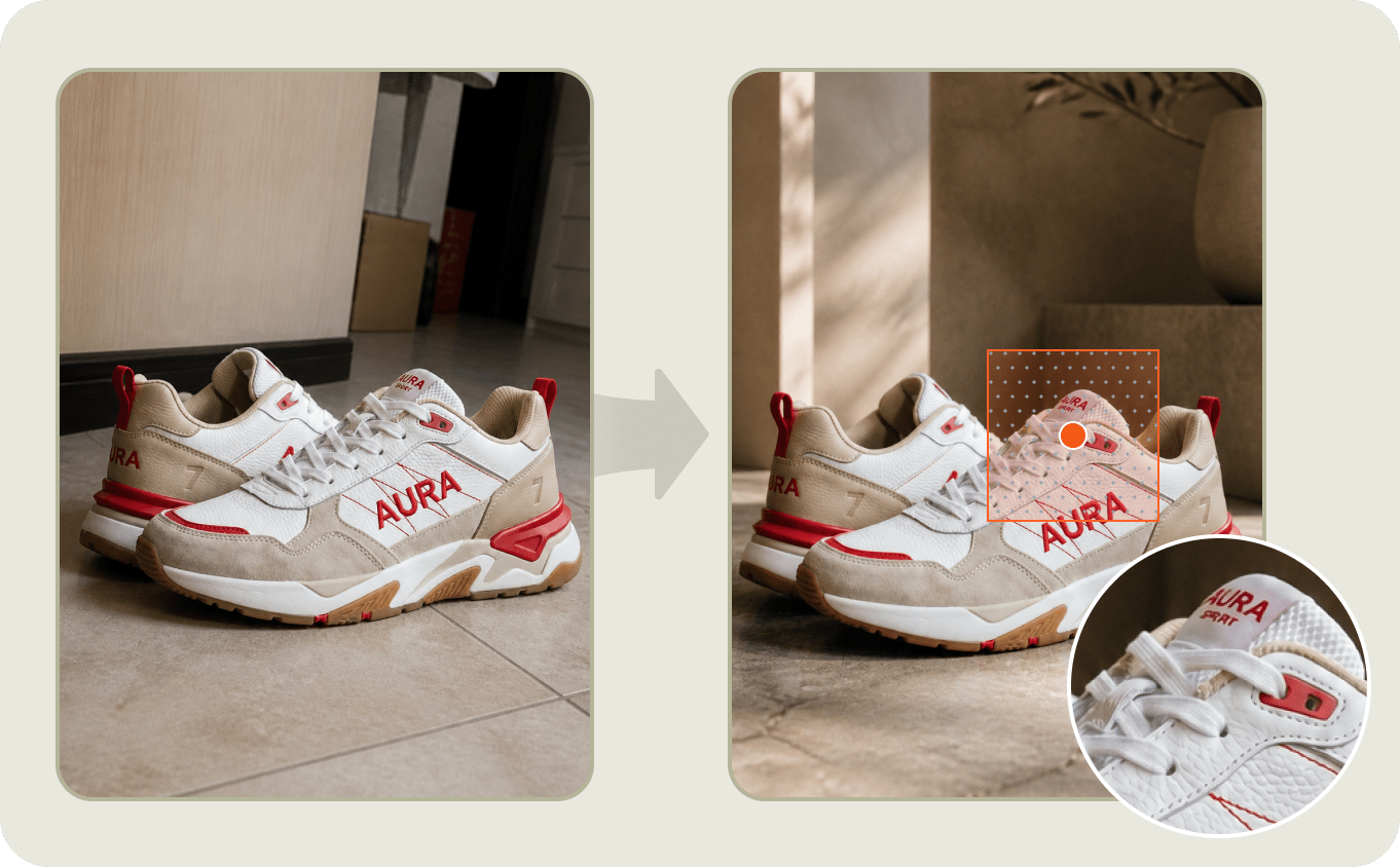 Product details perfectly preserved with AI background generation
