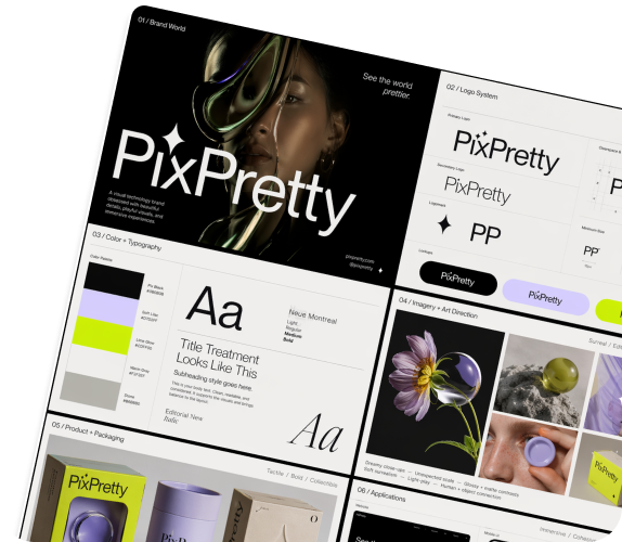 Brand VIS identity kit with logo and color palette generated by AI