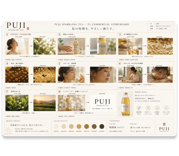 AI storyboard with consistent characters across multiple campaign shots