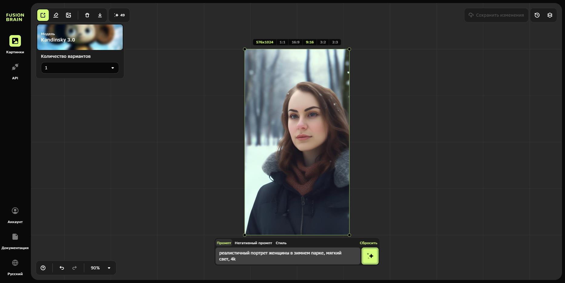 Генерация изображения Кандинским