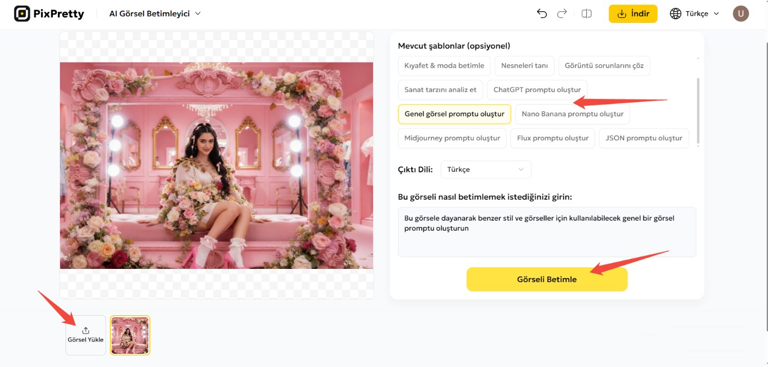 pixpretty görselden prompt oluşturma