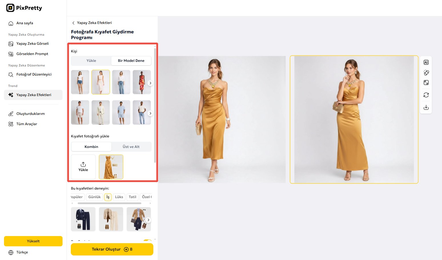 pixpretty ile kıyafet ürün fotoğraf oluşturma