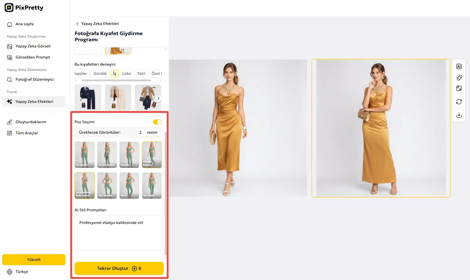 pixpretty ile kıyafet değiştirme