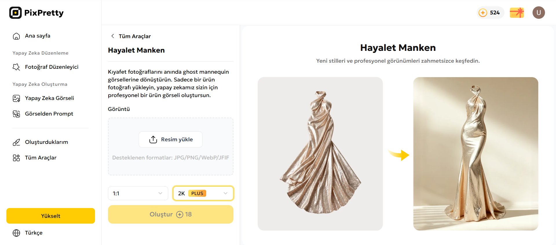 pixpretty yapay zeka manken hayalet