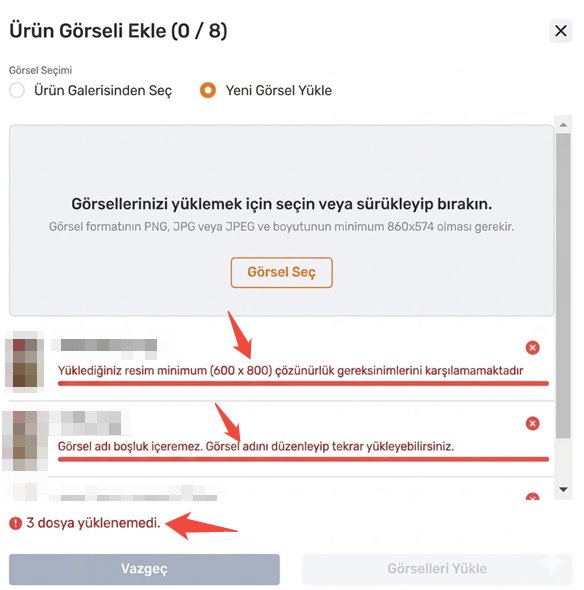 Trendyol Ürün Yükleme Sorunu