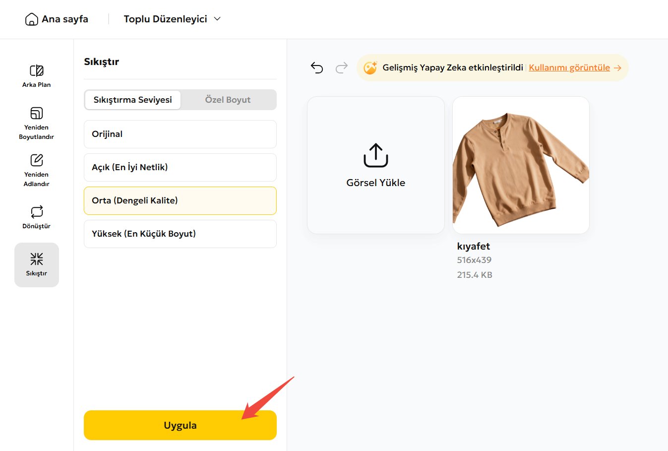 pixpretty ile fotoğraf sıkıştırma