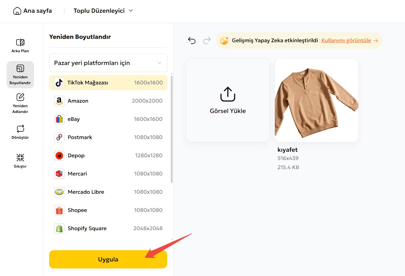 pixpretty ile fotoğraf yeniden boyutlandırma