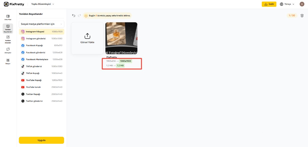 pixpretty ile fotoğraf boyutlandırma