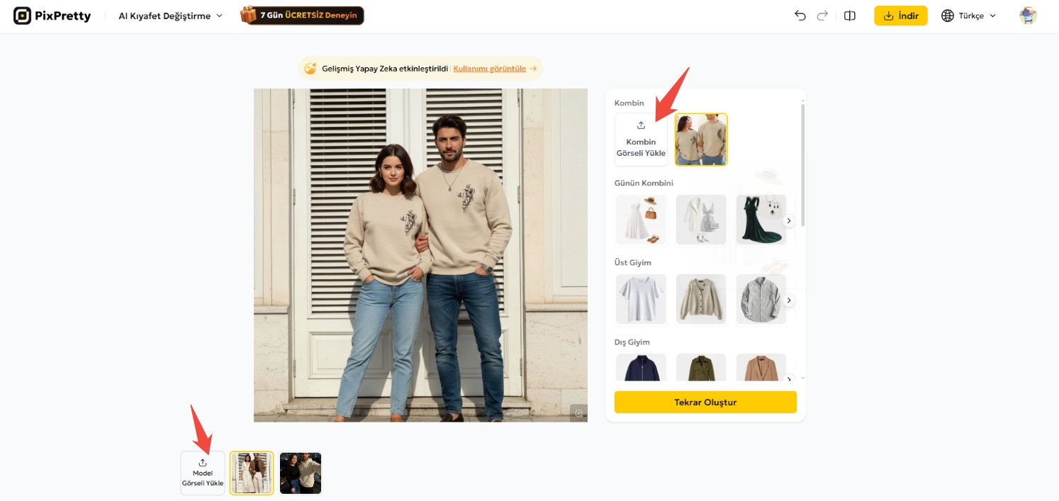 pixpretty ile fotoğrafta sevgili kıyafet moda değiştirme