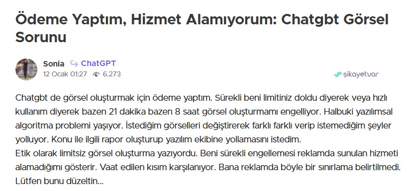 Forumda kullanıcı geri bildirimleri